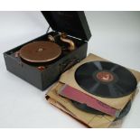 A VIVA-TONAL COLUMBIA GRAFONOLA CASED GRAMOPHONE with fold out amplifier, and a QUANTITY OF VINYL