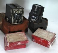 ENSIGN 'FULL VUE' CAMERA in fabric case (as found), together with a KODAK SIX-20 BOX CAMERA, in