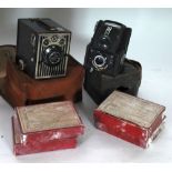 ENSIGN 'FULL VUE' CAMERA in fabric case (as found), together with a KODAK SIX-20 BOX CAMERA, in