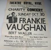1930's 'FRANKIE VAUGHAN' ADVERTISING POSTER FOR A CHARITY CONCERT at The Theatre Royal, Hyde 23" x