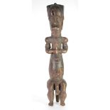 FANG CARVED WOOD MALE RELIQUARY FIGURE, Gabon, 24 ½" (62.2cm) high, woodworm/ termite damage