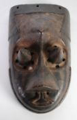 KUBA CARVED WOOD PWOON DANCE MASK, with conical eyes, 9" (22.8cm) high