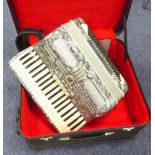 RECANATI, 'V. SOPRANALDI SILVICELI' PIANO ACCORDION in silver/grey marbled case with 120 bases and 5