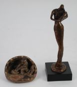 MODERN 'BRONZE' LIMITED EDITION MOTHER AND CHILD GROUP of elongated stylised form, on square,