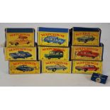 NINE BOXED MATCHBOX SERIES 1:75 DIE CAST MODEL CARS to include 12, 22, 28, 31 (Lincoln