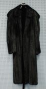 LADIES DARK BROWN/BLACK MINK FLOOR LENGTH FUR COAT WITH MATCHING BELT