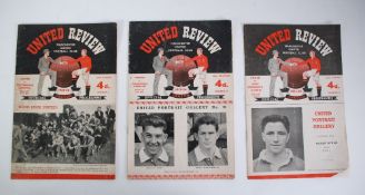 THREE MANCHESTER UNITED HOME PROGRAMME FROM SEASONS 1955/56 CHARLTON ATHLETIC, WBA AND SPURS (3)