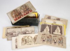 APPROX 28 STEREOSCOPIC VIEW CARDS, mainly architectural/named views and scenes to include three'