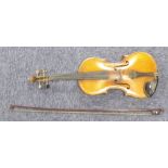 LATE 19th CENTURY GERMAN VIOLIN with 14 3/8" two piece back, printed label 'Manufactured in