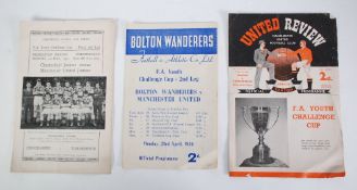 BOLTON AND MANCHESTER UNITED FA YOUTH CUP SECOND LEG 1956 SEMI FINAL, CHESTERFIELD AND MANCHESTER