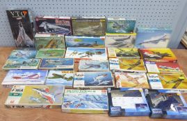 TWENTY SEVEN MAINLY 1:72 SCALE PLASTIC KITS MILITARY AIRCRAFT World War II and later, various makers