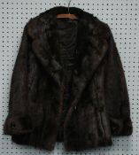 LADY'S DARK BROWN MINK JACKET, with revered collar and two pockets