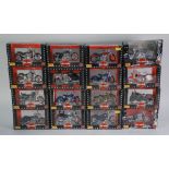 SIXTEEN MINT AND BOXED MAISTO 1:18 SCALE MODELS OF HARLEY DAVIDSON MOTORCYCLES in double sided