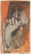 •GEOFFREY KEY (b.1941) MIXED MEDIA ON PAPER 'Head and Hands' Signed and dated (19) 77 lower right 15