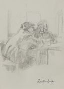 HARRY RUTHERFORD (1903 - 1985) TWO PENCIL DRAWINGS Figures sketched in a pub Signed 6 1/4" x 4 1/