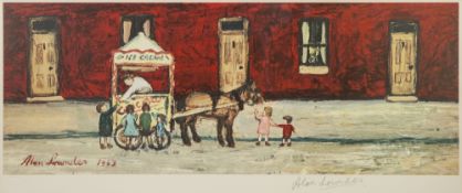 •ALAN LOWNDES (1921-1978) ARTIST SIGNED REPRODUCTION COLOUR PRINT 'THE ICE CREAM CART' Guild