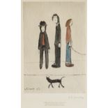 •L.S. LOWRY (1887-1976) ARTIST SIGNED LIMITED EDITION COLOUR PRINT 'Three Men and a Cat' an