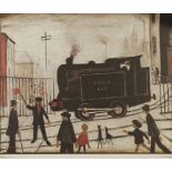 •L.S. LOWRY (1887-1976) ARTIST SIGNED LIMITED EDITION COLOUR PRINT 'Level crossing with train' an