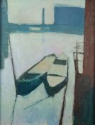 HARRY RUTHERFORD (1903 - 1985) OIL PAINTING ON BOARD 'Canal Barges' Signed lower right 17" x 13 1/2"