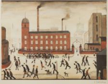 •L.S. LOWRY (1887-1976) ARTIST SIGNED LIMITED EDITION COLOUR PRINT 'Mill scene' an edition of 750