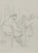 HARRY RUTHERFORD (1903 - 1985) TWO PENCIL DRAWINGS Figures sketched in a pub Signed 6 1/4" x 4 1/