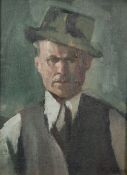 HARRY RUTHERFORD (1903 - 1985) OIL PAINTING ON CANVAS 'Self Portrait, Green' Signed lower right 15