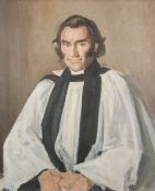 HARRY RUTHERFORD (1903 - 1985) OIL PAINTING ON BOARD 'Portrait of Reverend John Elford' 30" x 25" (