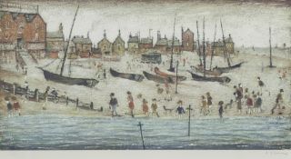 •L.S. LOWRY (1887-1976) ARTIST SIGNED LIMITED EDITION COLOUR PRINT 'The Beach' an edition of 850