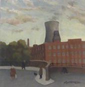 ROGER HAMPSON (1925 - 1996) OIL PAINTING ON BOARD 'Dart Mill, Bolton' Signed; titled and numbered