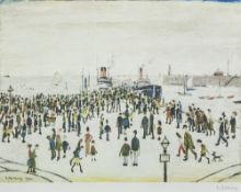 •L.S. LOWRY (1887-1976) ARTIST SIGNED LIMITED EDITION COLOUR PRINT 'Ferry Boats' an edition of 500