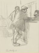 HARRY RUTHERFORD (1903 - 1985) TWO PENCIL DRAWINGS Figures sketched in a pub Signed 6 1/4" x 4 1/