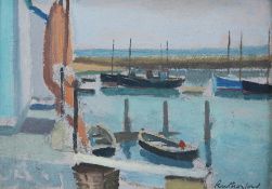 HARRY RUTHERFORD (1903 - 1983) OIL PAINTING ON BOARD 'Folkstone Harbour' Signed lower right 6" x