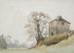 HARRY RUTHERFORD (1903 - 1983) WATERCOLOUR DRAWING Landscape with castle and building Unsigned 9 1/