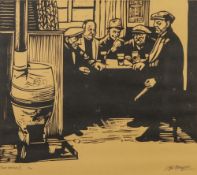 ROGER HAMPSON (1925-1996) LINOCUT ON BUFF PAPER 'Beer Drinkers III' Signed, titled and numbered 17/