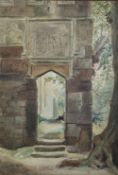 WILLIAM RUTHERFORD (Harry Rutherford's father) WATERCOLOUR DRAWING 'Old stone archway' Monogrammed