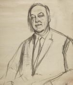 HARRY RUTHERFORD (1903 - 1985) CHARCOAL SKETCH ON ROLLED PAPER Half-length portrait of a gentleman