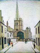 •L. S. LOWRY (1887 - 1976) ARTIST SIGNED LIMITED EDITION COLOUR PRINT 'Burford Church' An edition of