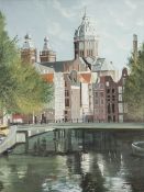 PETER SUNDERLAND OIL PAINTING ON CANVAS 'Amsterdam' Signed lower right 40" x 30" (102 x 76cm)