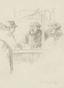 HARRY RUTHERFORD (1903 - 1985) TWO PENCIL DRAWINGS Figures sketched in a pub Signed 6 1/4" x 4 1/