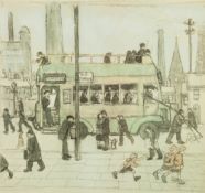 •HAROLD RILEY (b. 1934) ARTIST SIGNED LIMITED EDITION COLOUR PRINT 'Bus Terminus' Signed, titled,