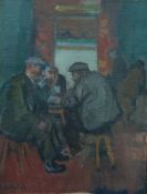 HARRY RUTHERFORD (1903 - 1985) OIL PAINTING ON CANVAS 'The Domino Players' Signed lower left 18" x