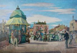 HARRY RUTHERFORD (1903 - 1985) OIL PAINTING ON PANEL 'Great Yarmouth August (1932)' Signed lower