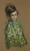 •HAROLD RILEY (b. 1934) PASTEL DRAWING ON BUFF PAPER Portrait of a girl Signed 17" x 10 1/4" (43 x