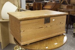 A VICTORIAN PINE SMALL DOWER CHEST WITH LOCK