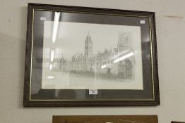 GELDART, ARTIST SIGNED PRINT OF A PENCIL DRAWING 'ALBERT SQUARE, MANCHESTER' SIGNED AND NUMBERED