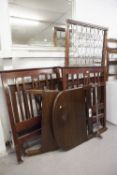 PAIR OF VICTORIAN MAHOGANY SINGLE BEDS WITH SLATTED DECORATIVE HEADBOARDS AND MATCHING ENDS