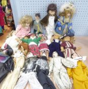 SIXTEEN DOLLS INCLUDING SIX VENETIAN PIERROT STYLE DOLLS with ceramic hands and fabric bodies; 5