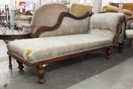 A LATE VICTORIAN SCROLL END CHAISE LONGUE