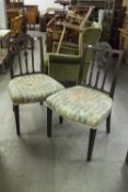 PAIR OF GEORGE III HEPPLEWHITE STYLE CARVED MAHOGANY SINGLE DINING CHAIRS (2)