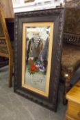 LATE VICTORIAN INTAGLIO CUT PAINTED AND WOODEN FRAMED OBLONG WALL MIRROR